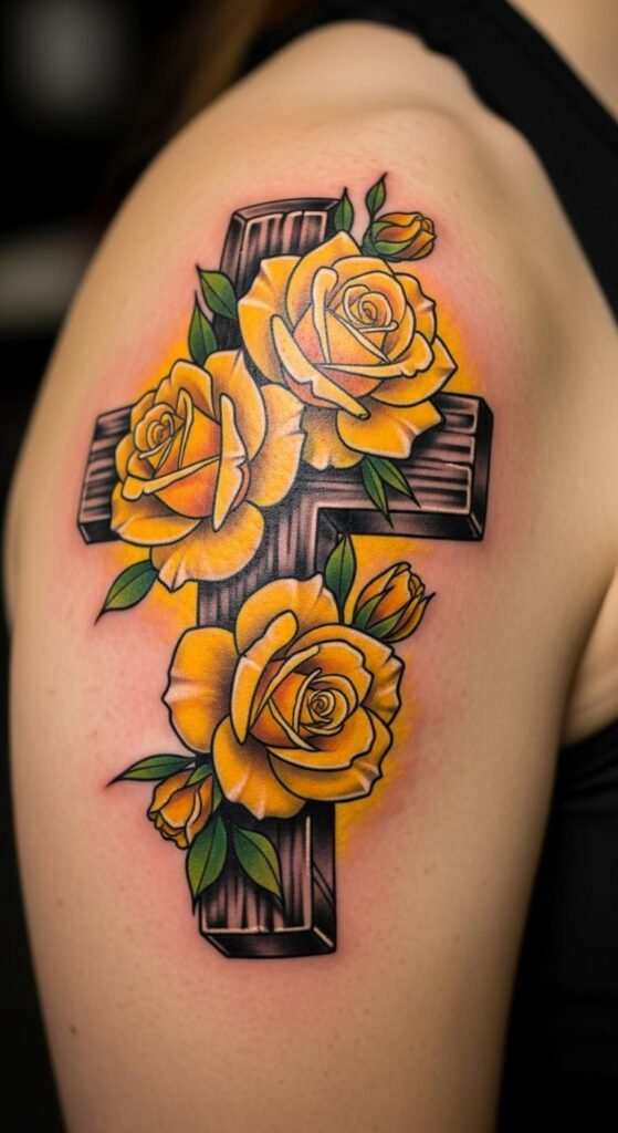 25-stunning-cross-with-roses-tattoo-ideas-for-a-bold-statement